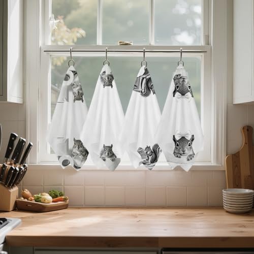 Jztco 4 Pcs Funny Squirrel Hand Towels, Squirrel Gifts Reusable Dish Towels - Image 5