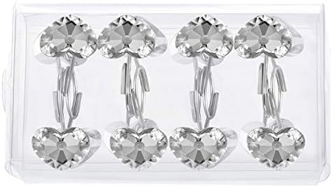 HBlife 12 Pcs Acrylic Decorative Rolling Diamond Shower Curtain Hooks Rust - Image 6