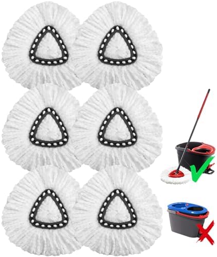 6 Pack Microfiber mop Head Replacements, Compatible by LINHONGFU