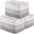OIAHOMY 50L Storage Basket Large Blanket Basket Living Room Gray 3-Pack by MasterofSpaceOptimization
