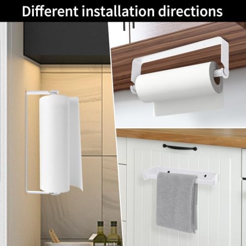 Under Cabinet Paper Towel Holder, Adhesive or Wall Mount（White） - Image 7