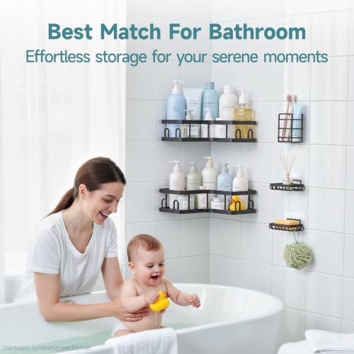 Veken Large Capacity Corner Shower Caddy 5-Pack, Advanced Rustproof Design - Image 6