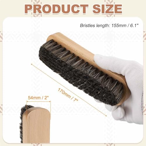 HARFINGTON Shoe Cleaning Brush 7"x2" Beech Wood Horsehair Boot Polish Brushes - Image 2