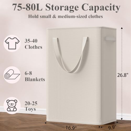 Optish 75L Slim Laundry Hamper, Baby Hamper - Image 3