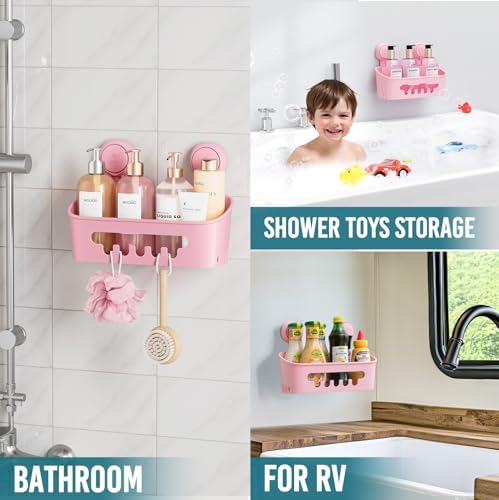 TAILI Shower Caddy Suction Cup, Bathroom Organizer Shelf Pink - Image 5