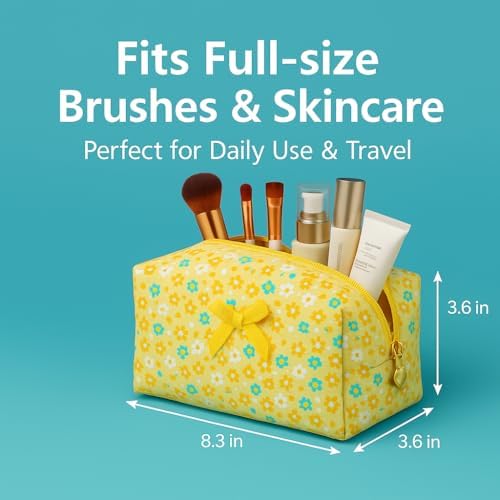 Large Pencil Case, Quilted Cotton Pencil Pouch, Cute Floral Pen Bag - Image 3