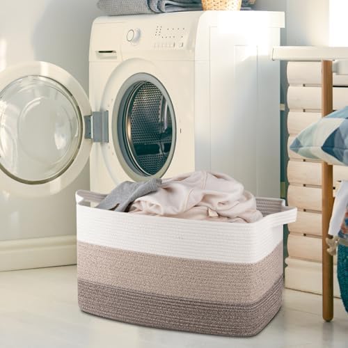 OIAHOMY Extra Large Blanket Basket, 95L Cotton Rope Woven Laundry Basket - Image 2