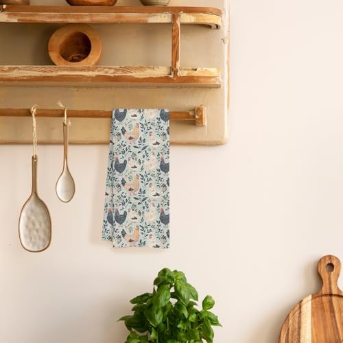 Rustic Floral Chicken Kitchen Towels, Chicken Lover Mom Lady Gifts Decorative - Image 3