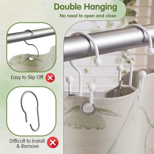 OEH 24 Pcs Shower Curtain Hooks, Metal Shower Curtain Rings, Decorative Shower - Image 5
