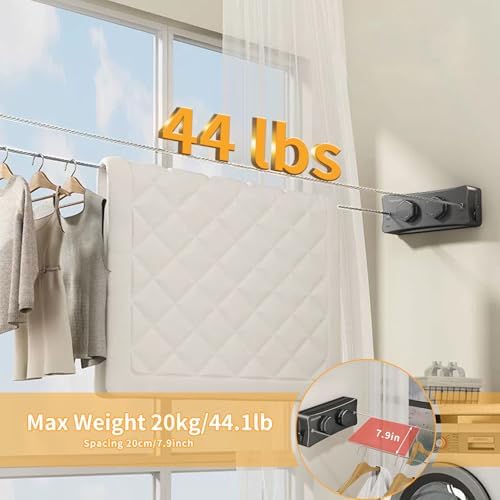 Retractable Clothesline, 16.7 Ft Stainless Wire Double Clothes Line - Image 4
