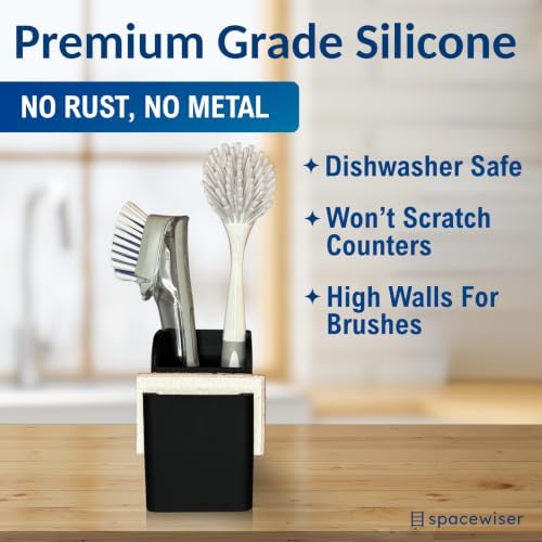 Spacewiser Silicone Sink Caddy – Sponge Dish Brush Holder - Image 3