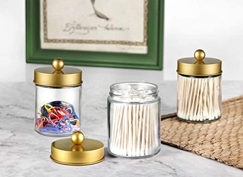 Amolliar Apothecary Jar Bathroom Storage Qtip Holder Glass - Image 4