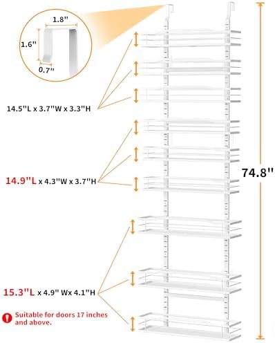 Moforoco White 9-Tier Over The Door Pantry Organizer, Pantry Organization And - Image 2