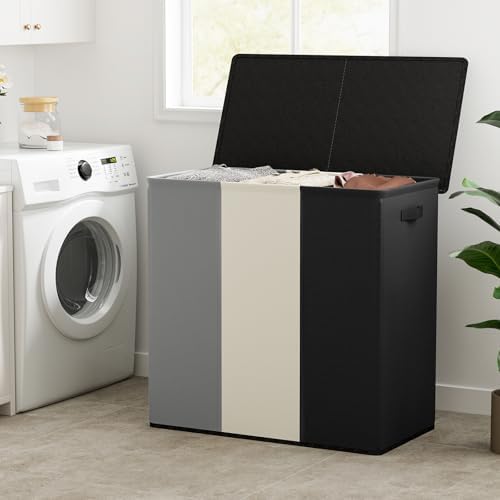 WOWLIVE 180L Laundry Hamper 3 Section, Large Laundry Basket - Image 2