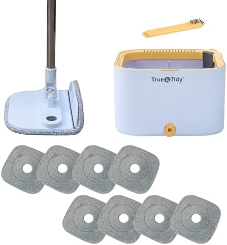 True & Tidy TrueClean Spin Mop 2.0 w/Detachable Bucket & Foldable Mop Head by TrueTidy
