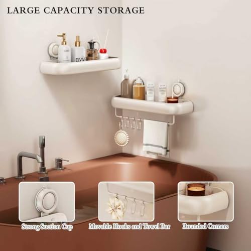 CICUFY Shower Caddy Suction Cup, 2 Pack No Drilling Corner Shower Shelves - Image 4