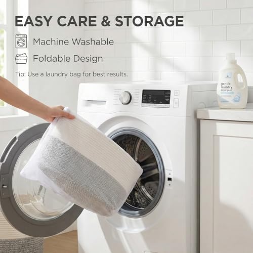 JMvicyroam 65L Extra Large Machine Washable Cotton Rope Blanket Basket - Image 5