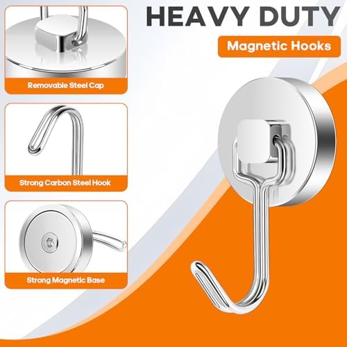 Neosmuk Magnetic Swing Hooks, 80lb Cruise Silver Hooks, 6 Pack - Image 6