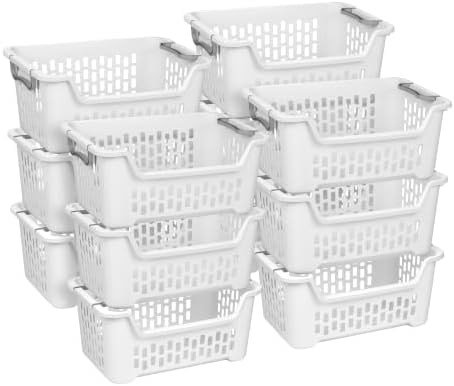 Sterilite 12 Pack Stacking Laundry Basket, 2 Bushel Clothes Hamper by Sterilite