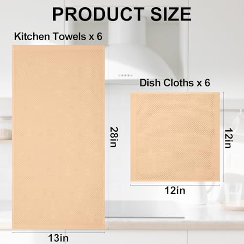 Homaxy 12 Pack 100% Cotton Kitchen Towels and Dishcloths Set - Image 4