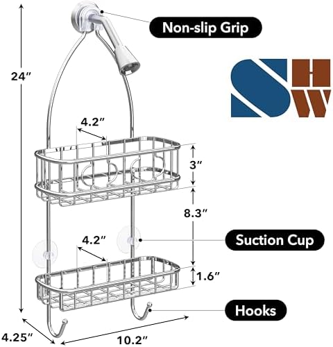 Simple Houseware Hanging Shower Head Caddy Organizer, 24 x 10 - Image 5
