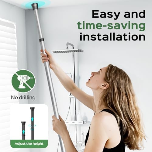 HAMITOR Shower Caddy Tension Pole: Rustproof Quick Install Standing Corner - Image 5