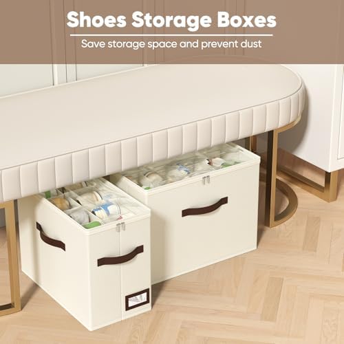 OIAHOMY 2 Pack Shoe Organizer for Closet, Foldable Shoe Storage Bins - Image 2
