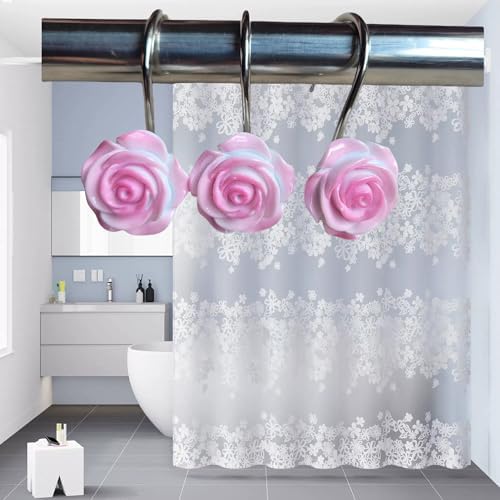 Two Fish Home Fashions Set of 12 Decorative Christmas Tree Resin Shower Curtain - Image 4