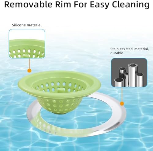 Silicone Strainer for Kitchen Sink, 2 Pack, Stainless Steel Reinforced - Image 6