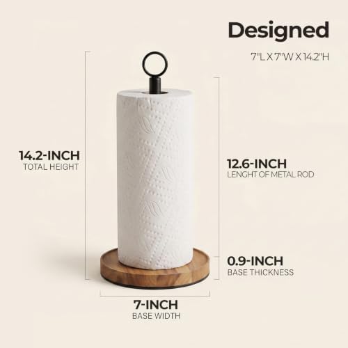 WILDMOS Paper Towel Holder Countertop, Solid Acacia Wood - Image 6