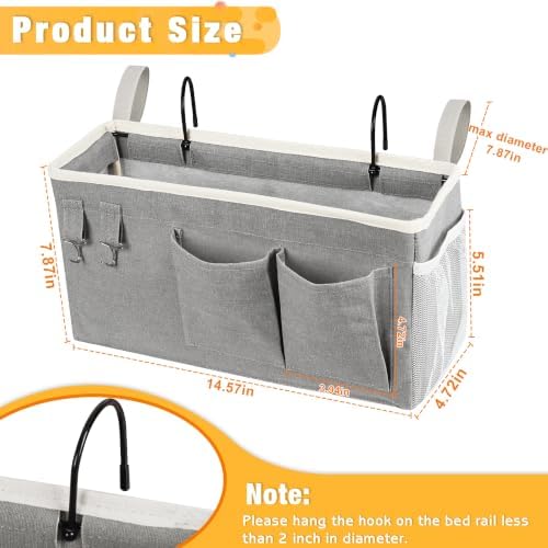 Lilithye Bedside Caddy, Bedside Storage Bag Hanging Organizer - Image 3