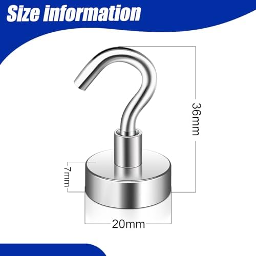 12 Pack Super Strong Magnetic Hooks 35lbs+, 20MM Neodymium Magnet - Image 2