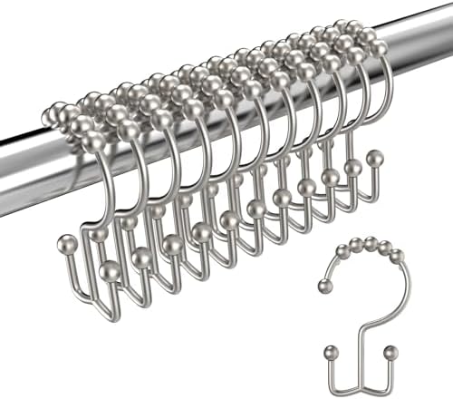 Matte Nickel Shower Curtain Hooks Double Sided by LBYOJKD
