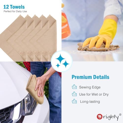 Orighty Microfiber Cleaning Cloth, Cleaning Rags, 12 Pack, 12x11 in - Image 6