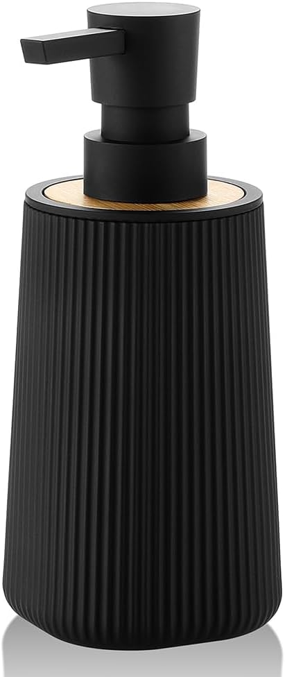 YAUKPH Small Soap Dispenser for Bathroom and Kitchen Bamboo Decor Black | by KellyHome