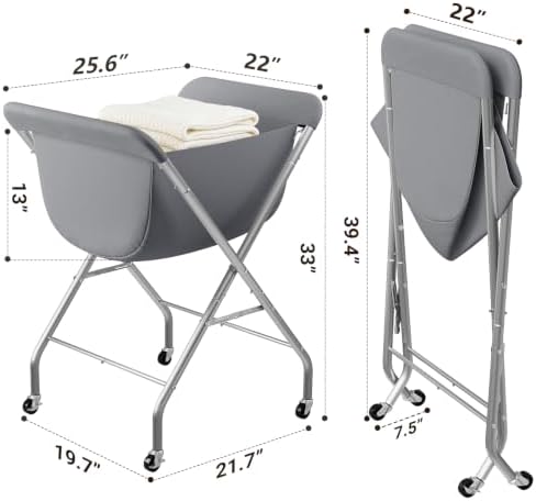 ELYKEN Laundry Basket with Wheels, Collapsible Laundry Hamper - Image 3