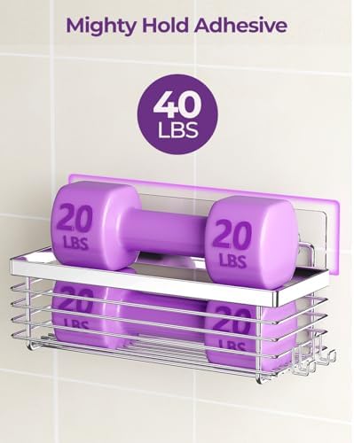 Shower Caddy Adhesive 3 Pack Stainless Steel Storage Organizers-Silver - Image 3
