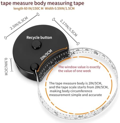 Soft Body Measuring Tape Measure Window Reading Retractable Metric 60IN - Image 5