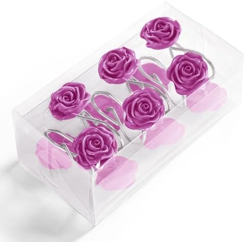 Cute Rose Floral Shower Curtain Hooks Rings - Image 2