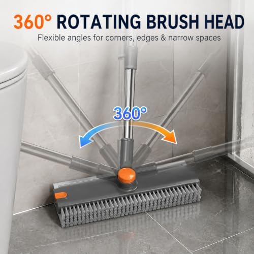 ROOM127 Floor Scrub Brush with Squeegee – 53-Inch V-Shaped Bristles - Image 4