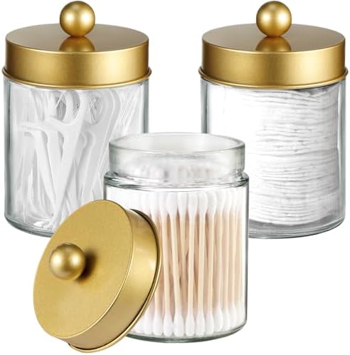 3PC Farmhouse Decor Qtip Holder Apothecary Jars by Komashr