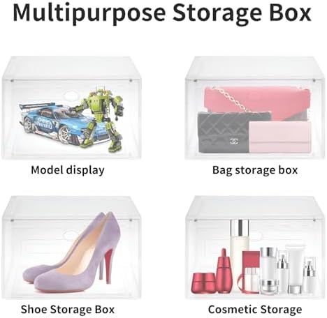 Large Clear Plastic Stackable Shoe Boxes 8-Pack, Drop Side Shoe Organizers - Image 4