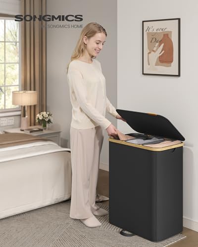 SONGMICS Laundry Hamper with Lid, 170L Laundry Basket，3 Compartments - Image 2
