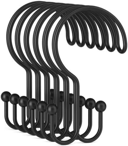 Bathway Black Shower Curtain Hooks Ring, Rust Proof Metal Shower Hooks by Bathway