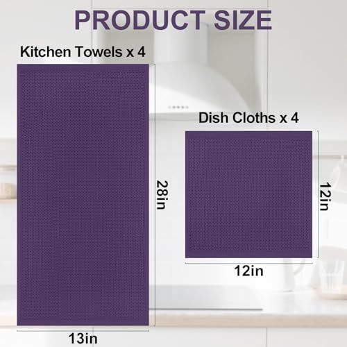 Homaxy 8 Pack 100% Cotton Kitchen Towels and Dishcloths Set - Image 4