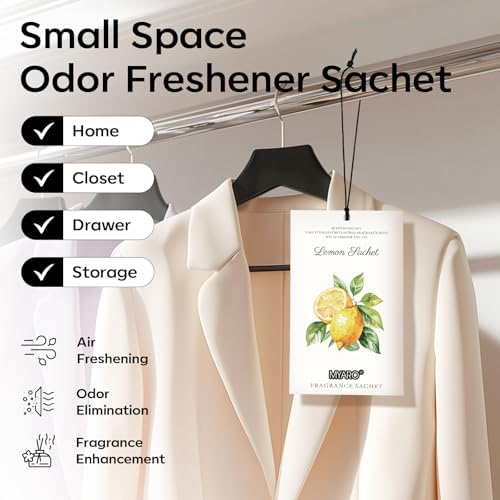 MYARO 12 Pack Lemon Scented Sachets, Closet Deodorizer Car Air Freshener - Image 2