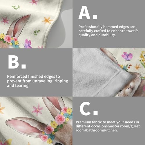 Cute Bunny Hand Towels for Bathroom 14"x28" Set of 2 Happy Easter Rabbit - Image 5