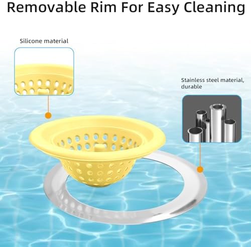 Silicone Strainer for Kitchen Sink, 2 Pack, Stainless Steel Reinforced - Image 6