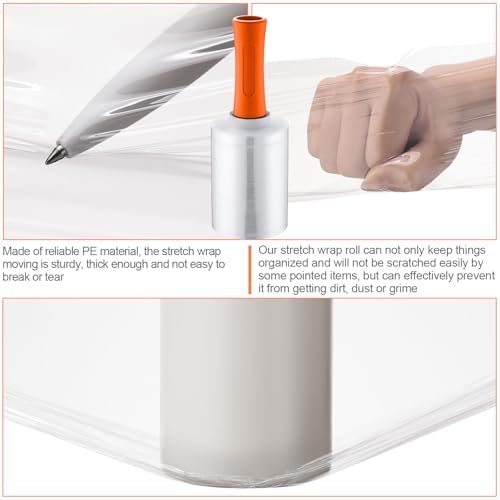 Jutom 8 Pcs Mini Stretch Film Industrial Shrink Wrap Roll Plastic Film - Image 4