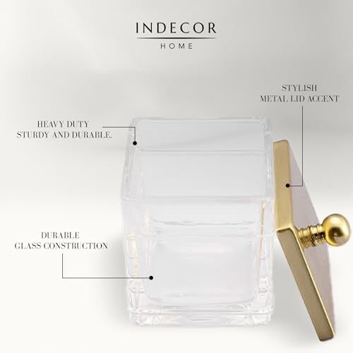 Clear Transparent Hotel Style Apothecary Tempered Glass Canister Jar W/ Gold - Image 6